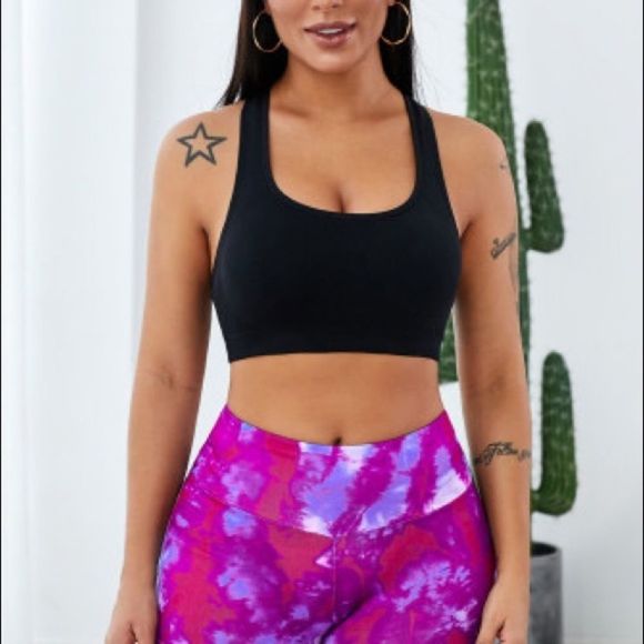 Pink Purple Tie Dye Yoga Shorts - Picture 5 of 8